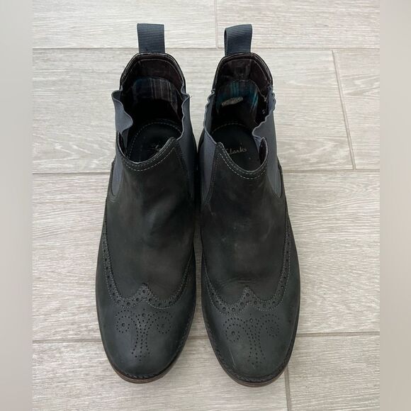 Clarks Garnet Wingtip Chelsea Boot Dark Grey Leather 11 M - Picture 5 of 10